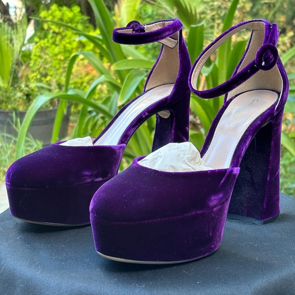 NWOT Gianvitto Rossi 38 Holly mary jane d’orsay velvet platform pumps - Picture 4 of 8